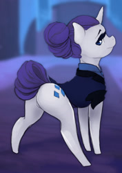 Size: 1280x1811 | Tagged: safe, artist:ronniesponies, rarity, pony, unicorn, alternate timeline, female, looking back, mare, night maid rarity, nightmare takeover timeline, plot, rear view, rearity, solo