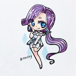 Size: 2048x2048 | Tagged: safe, artist:10480914_1, rarity, human, chibi, clothes, dress, female, humanized, solo