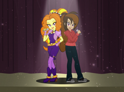 Size: 2154x1600 | Tagged: safe, artist:discorded-joker, adagio dazzle, oc, oc:cupcake slash, equestria girls, duet, microphone, singing, stage