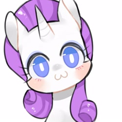 Size: 1600x1600 | Tagged: safe, artist:kura, edit, editor:lyinx, rarity, pony, unicorn, :3, cute, female, head tilt, looking at you, mare, raribetes, solo