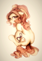 Size: 408x600 | Tagged: safe, artist:buttersprinkle, adagio dazzle, equestria girls, equestria girls ponified, grumpy, plot, ponified, solo, traditional art