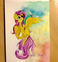 Size: 1360x1449 | Tagged: safe, artist:colorbrush, fluttershy, pegasus, pony, female, mare, solo, traditional art