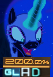 Size: 499x716 | Tagged: safe, edit, edited screencap, editor:watermelon changeling, screencap, nightmare moon, alicorn, pony, the cutie re-mark, 200% mad, alternate timeline, caption, evil, evil grin, expand dong, exploitable meme, grin, image macro, magic, meme, nightmare takeover timeline, open mouth, pure unfiltered evil, smiling, solo, subversion, subverted meme
