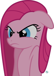 Size: 1500x2091 | Tagged: safe, artist:arifproject, pinkie pie, pony, party of one, angry, arif's angry pone, floppy ears, frown, glare, pinkamena diane pie, simple background, solo, transparent background, vector