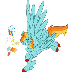 Size: 1200x1200 | Tagged: artist needed, source needed, useless source url, safe, derpibooru import, lightning dust, rainbow dash, pegasus, pony, cutie mark, feather, female, four wings, fusion, mare, multiple wings, simple background, transparent background, unshorn fetlocks, wings