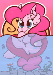 Size: 1918x2702 | Tagged: safe, artist:hedgehog-plant, pinkie pie, earth pony, fish, pony, female, mare, solo, water