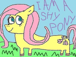 Size: 640x480 | Tagged: safe, fluttershy, pegasus, pony, captain obvious, cute, grass, ms paint, shyabetes, solo