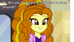 Size: 1429x810 | Tagged: artist needed, safe, adagio dazzle, equestria girls, rainbow rocks, adoragio, alternate universe, cute, missing accessory, role reversal, text