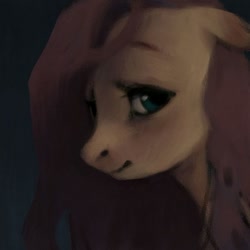 Size: 700x700 | Tagged: safe, artist:exclusionzone, fluttershy, pegasus, pony, bust, floppy ears, looking at you, looking sideways, portrait, solo, stray strand