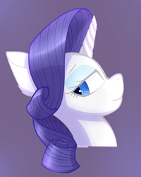 Size: 1200x1500 | Tagged: safe, artist:silshadnic, rarity, pony, unicorn, bust, female, lidded eyes, looking back, mare, portrait, simple background, solo