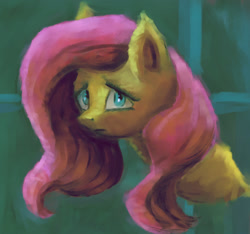 Size: 2091x1955 | Tagged: safe, artist:kingsleyrulz, fluttershy, pegasus, pony, bust, concerned, looking at you, portrait, solo