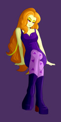 Size: 1500x3000 | Tagged: safe, artist:backgrounduser, adagio dazzle, equestria girls, adagiazonga dazzle, alternate hairstyle, bedroom eyes, breasts, cleavage, clothes, female, high heels, looking at you, sitting, solo