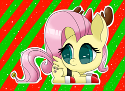 Size: 1107x800 | Tagged: safe, artist:sonikku001, fluttershy, pegasus, pony, christmas, cute, solo