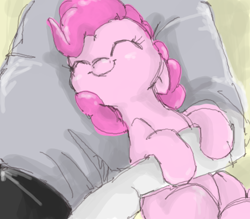 Size: 1600x1400 | Tagged: safe, artist:buttersprinkle, pinkie pie, earth pony, human, pony, buttersprinkle is trying to murder us, cute, diapinkes, eyes closed, female, floppy ears, hug, human on pony snuggling, mare, nuzzling, sitting, smiling, snuggling