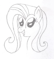 Size: 511x557 | Tagged: safe, artist:barryfrommars, fluttershy, pegasus, pony, monochrome, pencil drawing, solo, traditional art