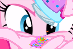 Size: 900x600 | Tagged: safe, screencap, pinkie pie, equestria girls, legend of everfree, food, solo, sprinkles