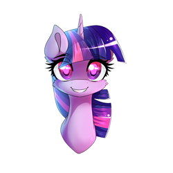 Size: 2500x2500 | Tagged: safe, artist:novabytes, derpibooru import, twilight sparkle, bust, portrait, simple background, smiling, solo, transparent background