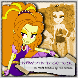 Size: 1080x1080 | Tagged: safe, artist:joeycrick, artist:missgoldendragon, adagio dazzle, equestria girls, rainbow rocks, album cover, music, new kid in school, the donnas