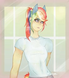 Size: 1080x1215 | Tagged: safe, artist:gio.xolotl, derpibooru import, rainbow dash, human, clothes, eared humanization, female, humanized, solo