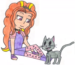 Size: 2689x2332 | Tagged: safe, artist:sapphire42, adagio dazzle, cat, equestria girls, rainbow rocks