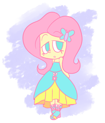 Size: 1060x1249 | Tagged: safe, artist:typhwosion, fluttershy, equestria girls, boots, chibi, fall formal outfits, high heel boots, simple background, solo, transparent background