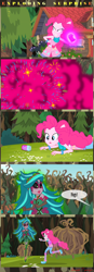 Size: 1288x3700 | Tagged: safe, artist:bredgroup, artist:sirvalter, edit, edited screencap, screencap, gaea everfree, gloriosa daisy, pinkie pie, equestria girls, legend of everfree, clothes, comic, shoes, sneakers, suicide bomber, this will end in pain