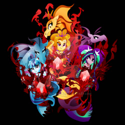 Size: 600x600 | Tagged: safe, artist:ii-art, adagio dazzle, aria blaze, sonata dusk, equestria girls, the dazzlings, watermark