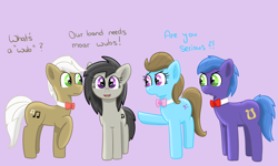 Size: 2000x1200 | Tagged: safe, artist:verminshy, beauty brass, frederic horseshoepin, octavia melody, parish nandermane, earth pony, pony, ask classical vinyl, rocktavia, swapped cutie marks, tumblr, wub