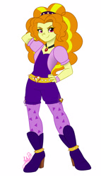 Size: 1200x2100 | Tagged: safe, artist:jack-pie, adagio dazzle, equestria girls, belt, clothes, evil grin, fingerless gloves, gloves, high heels, jewelry, looking at you, necklace, pendant, signature, solo