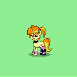 Size: 399x400 | Tagged: safe, adagio dazzle, pony, unicorn, clothes, grumpy, pixel art, ponified, pony town, ponytail, solo