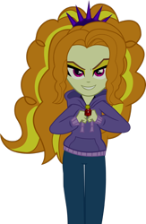 Size: 1024x1566 | Tagged: safe, artist:wubcakeva, adagio dazzle, equestria girls, rainbow rocks, clothes, headband, hoodie, pants, simple background, solo, spikes, transparent background, vector