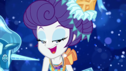 Size: 1920x1080 | Tagged: safe, screencap, rarity, better together, equestria girls, the other side, bare shoulders, faic, lidded eyes, not an edit, smug