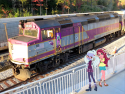 Size: 2048x1536 | Tagged: safe, adagio dazzle, aria blaze, gloriosa daisy, sugarcoat, equestria girls, emd, equestria girls in real life, f40ph, irl, photo, train