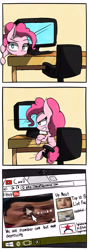 Size: 2000x5600 | Tagged: safe, artist:malphee, pinkie pie, earth pony, pony, comic, computer, fourth wall, lazytown, robbie rotten, youtube