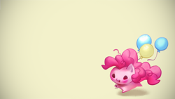 Size: 1920x1080 | Tagged: safe, alternate version, artist:holivi, derpibooru import, edit, editor:henry, pinkie pie, earth pony, pony, balloon, chibi, cute, diapinkes, female, mare, smiling, solo, wallpaper, wallpaper edit