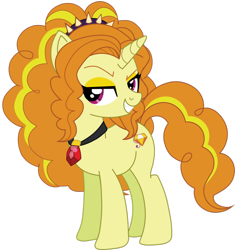 Size: 1024x1091 | Tagged: safe, artist:robocheatsy, adagio dazzle, grin, jewelry, necklace, ponified, simple background, smiling, solo, transparent background