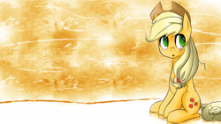 Size: 1920x1080 | Tagged: safe, artist:konik006, derpibooru import, applejack, earth pony, pony, female, mare, sitting, solo, wallpaper