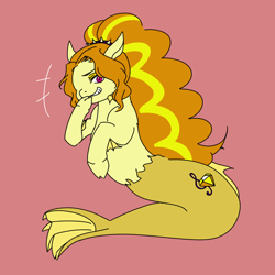 Size: 1000x1000 | Tagged: safe, artist:raika0306, adagio dazzle, siren, grin, hippocamp, maybe salmon, simple background, smiling, solo, species swap