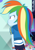 Size: 612x882 | Tagged: safe, derpibooru import, screencap, rainbow dash, better together, equestria girls, holidays unwrapped, accessories, angry, annoyed, canterlot mall, clothes, cropped, cute, dashabetes, dashing through the mall, female, hoodie, jacket, merchandise, pants, rainbow, shirt, short sleeves, store, t-shirt, wristband