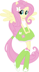 Size: 8012x14852 | Tagged: safe, artist:sugar-loop, fluttershy, equestria girls, .ai available, .svg available, absurd resolution, boots, box art, clothes, cute, doll, eqg promo pose set, high heel boots, ponied up, ponytail, raised leg, show accurate, simple background, skirt, socks, solo, tanktop, transparent background, vector, wings