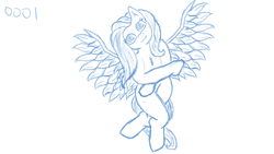 Size: 2560x1440 | Tagged: safe, artist:rainb0wdashie, fluttershy, pegasus, pony, monochrome, sketch, solo