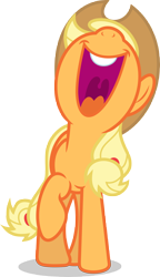 Size: 5000x8684 | Tagged: safe, artist:luckreza8, applejack, earth pony, pony, crusaders of the lost mark, absurd resolution, nose in the air, open mouth, raised hoof, simple background, singing, solo, transparent background, uvula, vector