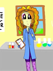 Size: 765x1019 | Tagged: safe, artist:coolca48, adagio dazzle, equestria girls, clipboard, clothes, lab coat, science, solo