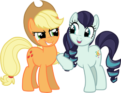 Size: 2523x1935 | Tagged: safe, artist:davidsfire, applejack, coloratura, earth pony, pony, the mane attraction, cowboy hat, female, freckles, hat, mare, simple background, smiling, stetson, transparent background, vector