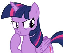 Size: 3252x2768 | Tagged: safe, artist:andoanimalia, twilight sparkle, twilight sparkle (alicorn), alicorn, pony, amending fences, >:), cute, evil grin, female, hoof on chin, mare, pure unfiltered evil, raised hoof, simple background, smiling, smirk, solo, thinking, transparent background, vector