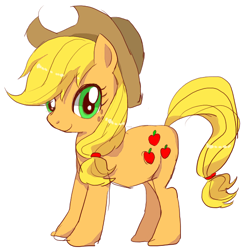 Size: 646x656 | Tagged: safe, artist:tanemomi2, applejack, earth pony, pony, female, mare, simple background, solo