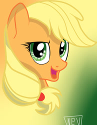 Size: 788x1013 | Tagged: safe, artist:nevera573, applejack, earth pony, pony, blonde mane, female, mare, missing accessory, orange coat, solo