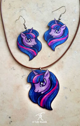 Size: 400x628 | Tagged: safe, artist:trollgirl, derpibooru import, twilight sparkle, craft, earring, irl, jewelry, pendant, photo, solo