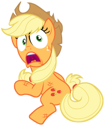 Size: 7000x8500 | Tagged: safe, artist:tardifice, applejack, earth pony, pony, made in manehattan, absurd resolution, open mouth, scared, simple background, solo, transparent background, uvula, vector