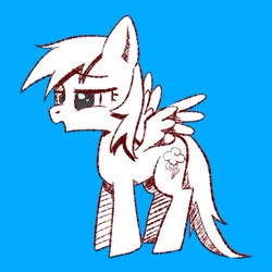 Size: 500x499 | Tagged: safe, artist:tomizawa96, derpibooru import, rainbow dash, pegasus, pony, blue background, simple background, solo